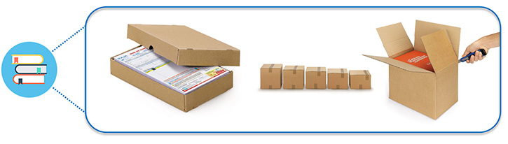 Verzend een stapel boeken met een dekseldoos