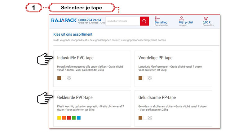 Rajaprint: selecteer eenvoudig je tape.