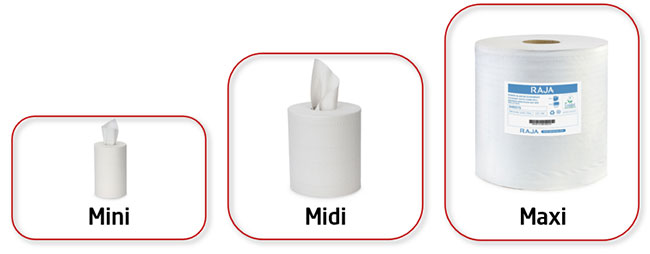 Mini, midi en maxi rollen poetspapier