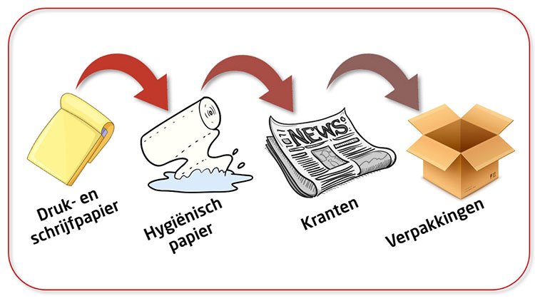De recyclingcyclus van karton en papier