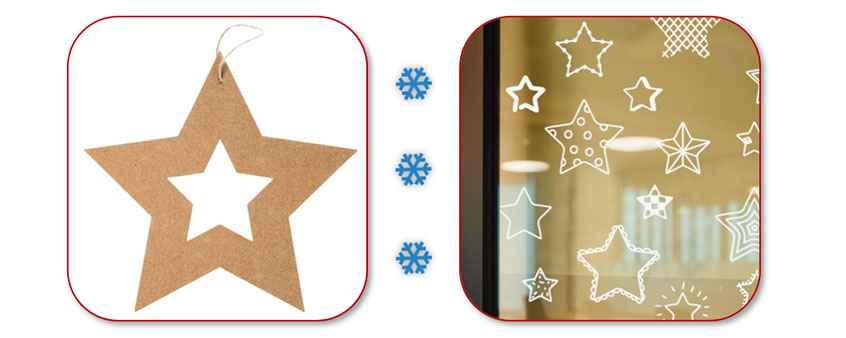Kerst raamdecoratie van karton