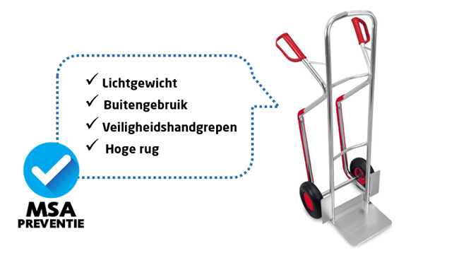 Aluminium steekwagen met MSA-preventie