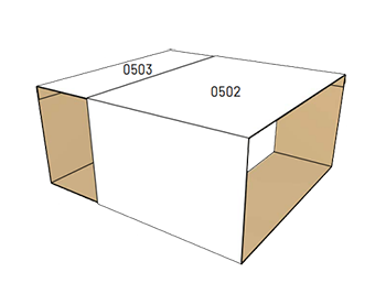 Voorbeeld van FEFCO code 05 voor schuifdozen