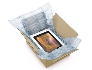 Plastic luchtkussens voor het beschermen van een product in een doos