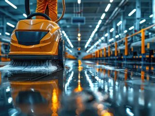 Magazijn schoonmaken met poetsapparaat