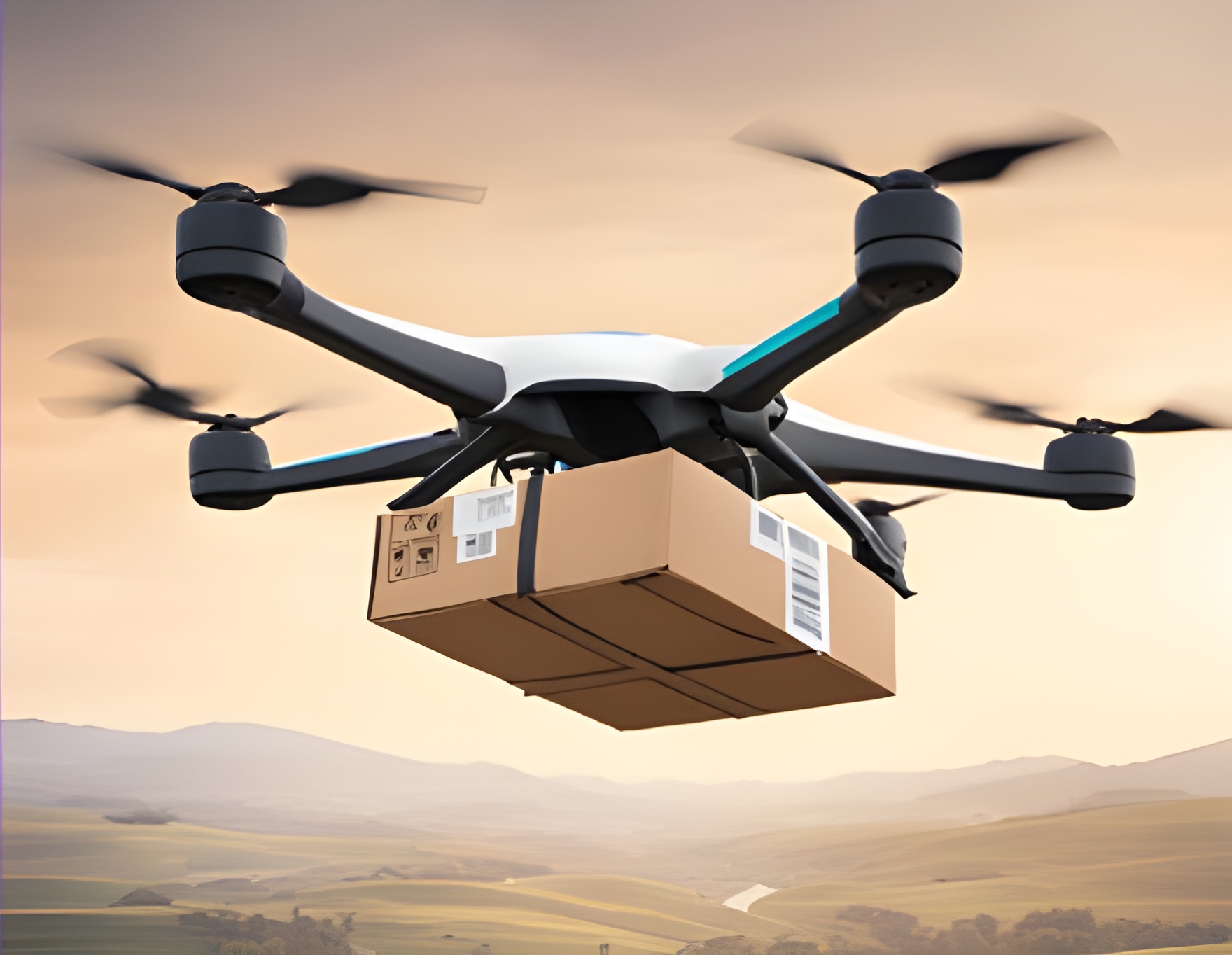 Witte drone levert een pakketje