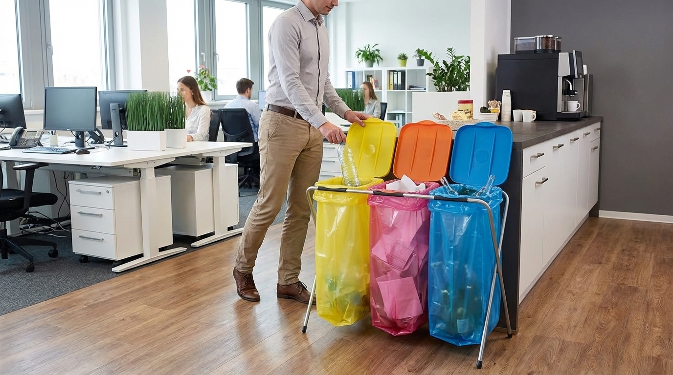 Afvalzakhouder in kantoor
