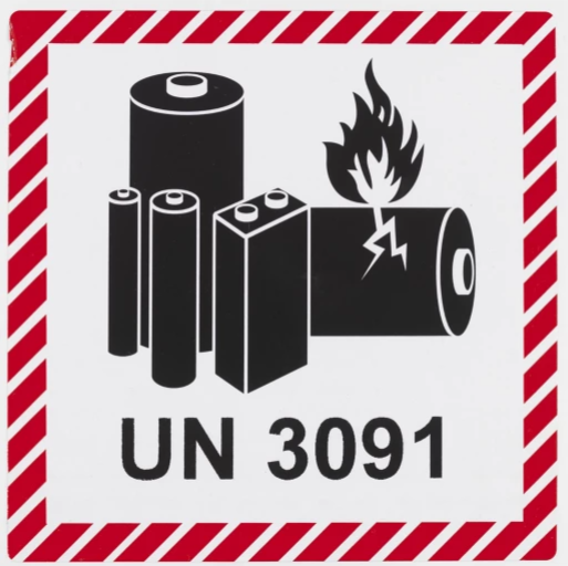 Gevarenetiket voor ontvlambare lithiumbatterijen UN 3091